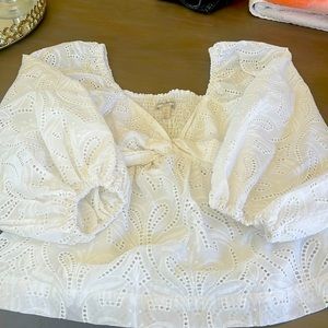 Eyelet white Banana Republic top.